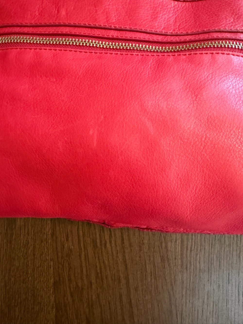 NWT Fossil Red Leather Explorer Fold Over Convertible Shoulder Tote w Brown Trim - Picture 7 of 13